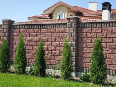Decorate your yard fence and facade with colored blocks and enjoy life